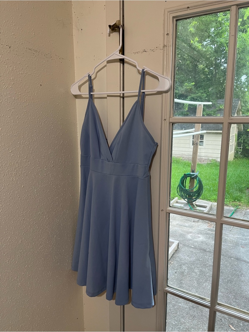 Light Blue V-Neck Spaghetti Strap Dress
